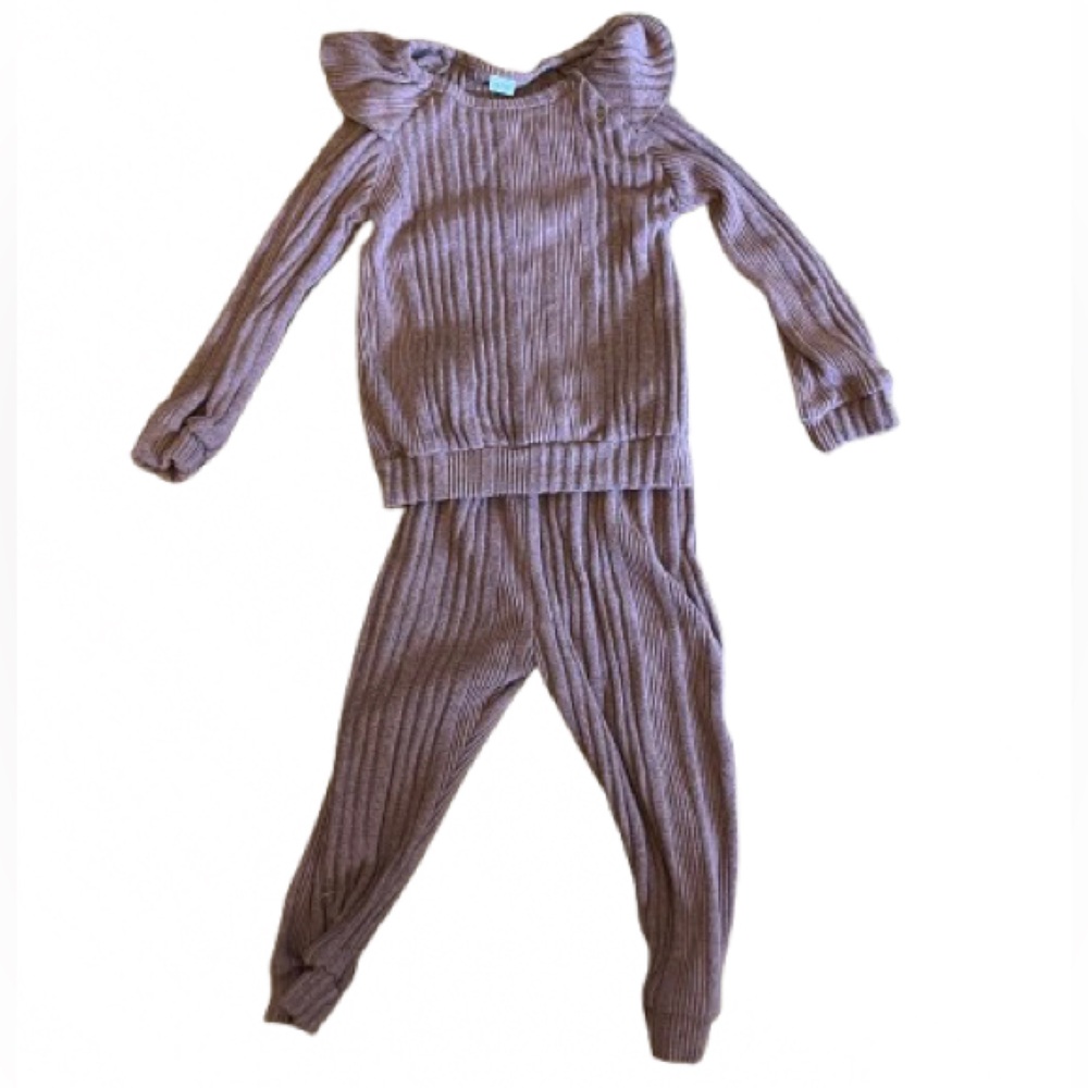 Ribbed Two-Piece Outfit with Headband in Mauva - NWOT